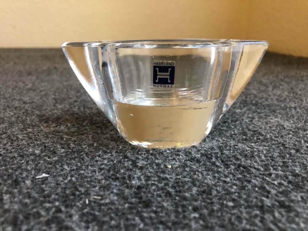 Hadeland Norway Clear Crystal Glass Votive Candle Holder